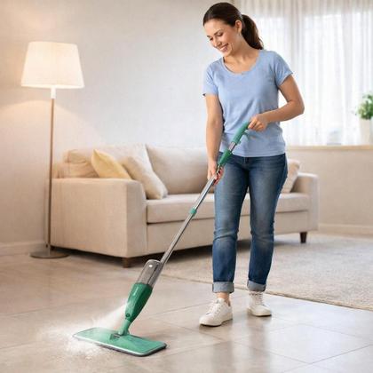 Imagem de Mop Spray Multiuso Fit Rayco Verde Cinza com Reservatório  Limpeza Rápida e Eficiente