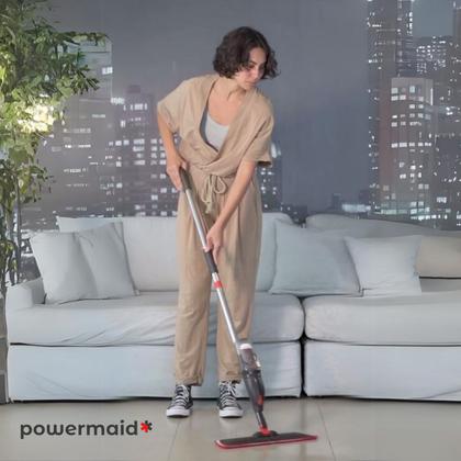 Imagem de Mop Spray Powermaid Cabo Inox Esfregão 360 Microfibra Reservatório 380ml