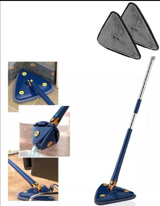 Imagem de Mop Triangular Esfregão Rodo Mágico Giratório Com 2 Refil Cor Azul