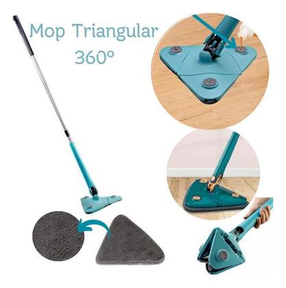 Imagem de Mop Triangular Giratório 360º Ajustável de Microfibra para Limpeza e Vidros