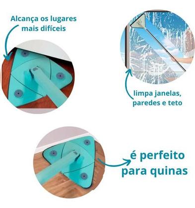 Imagem de Mop Triangular Giratório 360º Ajustável de Microfibra para Limpeza e Vidros