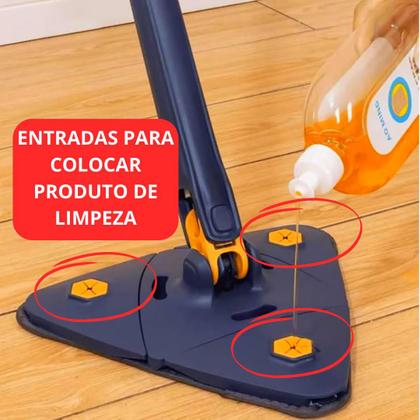 Imagem de Mop Triangular Giratório Esfregão Ajustável Rodo Limpador Pisos E Vidros