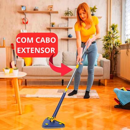 Imagem de Mop Triangular Giratório Esfregão Ajustável Rodo Limpador Pisos E Vidros