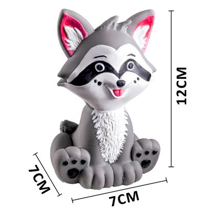Imagem de Mordedor Bebê 3 Meses Guaxinim Brinquedo Sensorial Vinil Macio Animais Bichinhos Da Floresta Cinza