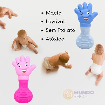 Imagem de Mordedor Bebê Macio Massageador Gengiva Bebe Banho Mãozinha Infantil Dentição Seguro Sem BPA Ftalato Atóxico Lavável