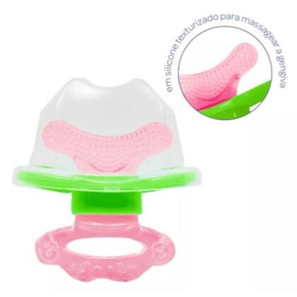 Imagem de Mordedor Bebe Massageador Gengiva Alivio Nascimento Dente Rosa