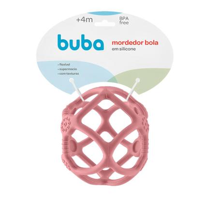Imagem de Mordedor Bola Em Silicone Rosa Flexivel Supermacio Com Texturas 15637 - Buba
