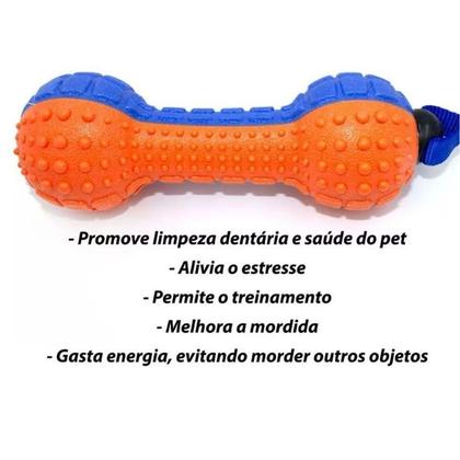 Imagem de Mordedor Brinquedo Halter Limpa Dente Interativo Borracha Resistente Para Pet Cachorro porte medio e grande