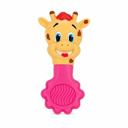 Imagem de Mordedor Chocalho Bebê Leão Girafa Silicone Macio Vila Toy
