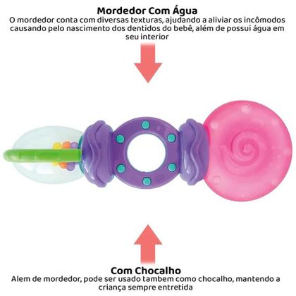 Imagem de Mordedor chocalho rattle & teethe rosa e roxo -bright starts