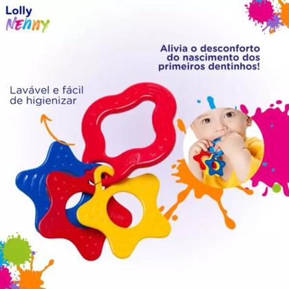 Imagem de Mordedor Lolly Estrela Tricolor Sortido +4 Meses O queridinho do seu Bebê
