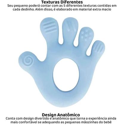 Imagem de Mordedor Mãozinha Silicone Azul +4m Buba
