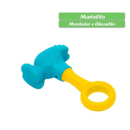 Imagem de Mordedor Massageador Martelinho Chocalho Infantil Divertido Sensorial Gengiva
