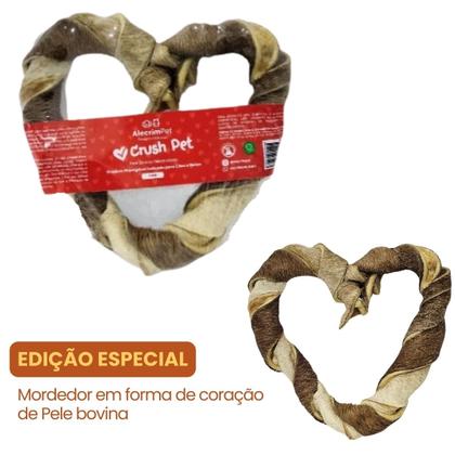 Imagem de Mordedor Natural Para Cachorro Pele Bovina Em forma de Coração  Alecrim Pet