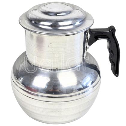 Imagem de Moringa com cabo 1 litro alumínio leve polido com tampa multiuso cozinha agua suco gelado jarra pote