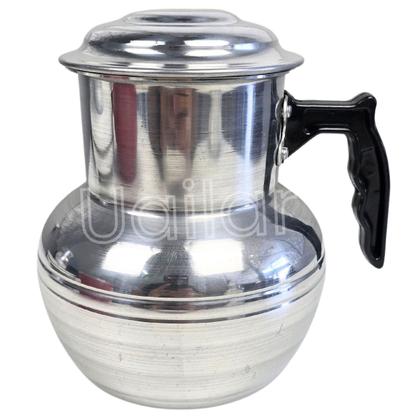 Imagem de Moringa com cabo 1 litro alumínio leve polido com tampa multiuso cozinha agua suco gelado jarra pote