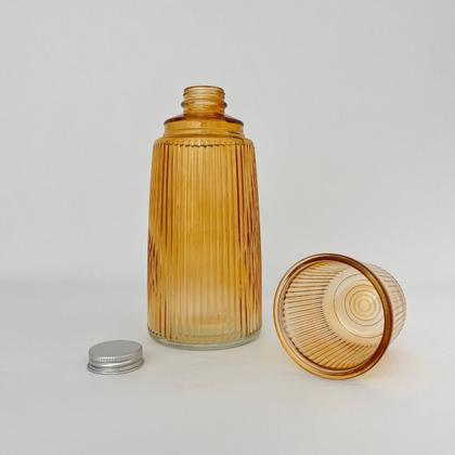Imagem de Moringa e Copo Vidro Canelado Âmbar 1100ml Jarra Mesa Posta