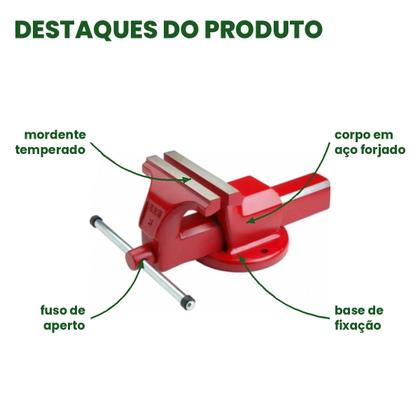 Imagem de Morsa Torno de Bancada N 4 Aço Forjado Forjasul 100 mm Abertura Base Fixa