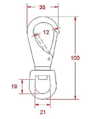 Imagem de Mosquetão Inox Com Destorcedor 98Mm