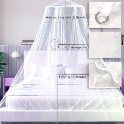 Imagem de Mosquiteiro Branco para Cama Beliche Com Elástico