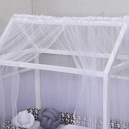 Imagem de Mosquiteiro Mini Cama Casinha Dossel Montessoriano Bebe 1,60m x 1,70m Tule Importado Proteção