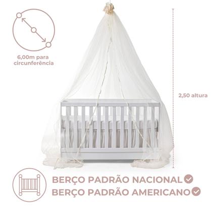 Imagem de Mosquiteiro para Berço com Pompom Tule Padrão Nacional e Americano Cor:Palha
