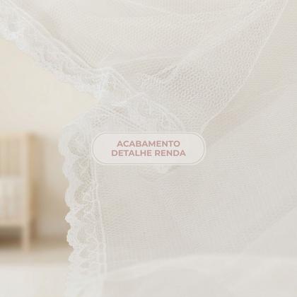 Imagem de Mosquiteiro para Berço com Renda Tule Branco Padrão Nacional e Americano