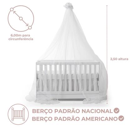 Imagem de Mosquiteiro para Berço com Renda Tule Branco Padrão Nacional e Americano