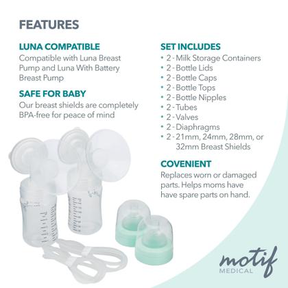 Imagem de Motif Medical, Luna Double Pumping Kit, Peças de Reposição para Bomba de Leite 21mm