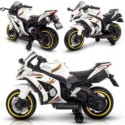 Moto Elétrica Esportiva Realista 12v Com Som E Luz Cor Branca 1205