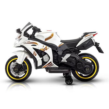 Moto Elétrica Esportiva Realista 12v Com Som E Luz Cor Branca 1205