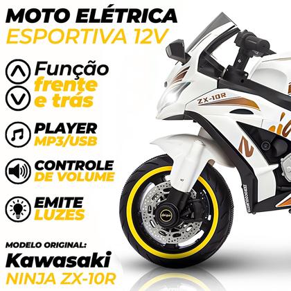 Moto Elétrica Esportiva Realista 12v Com Som E Luz Cor Branca 1205