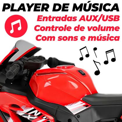 Moto Elétrica Esportiva Realista 12V Com Som E Luz Cor Vermelha