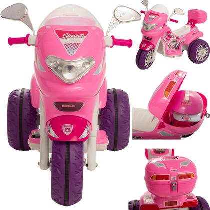 Imagem de Moto Eletrica Infantil Biemme Sprint Turbo 12V Capacete Pink