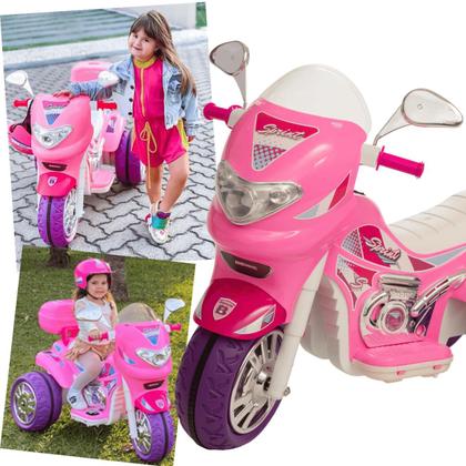 Imagem de Moto Eletrica Infantil Biemme Sprint Turbo 12V Capacete Pink