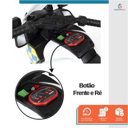 Imagem de Moto Elétrica Infantil Motorizado 3 Rodas Triciclo Motocicleta Moto Passeio Para Criança Policia Off Road 6v Bivolt Até 25 Kg Som E Luzes Acelarador