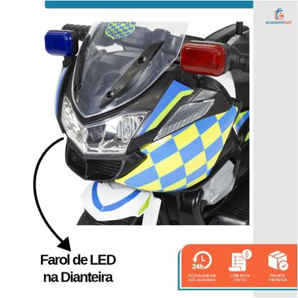 Imagem de Moto Elétrica Infantil Motorizado 3 Rodas Triciclo Motocicleta Moto Passeio Para Criança Policia Off Road 6v Bivolt Até 25 Kg Som E Luzes Acelarador