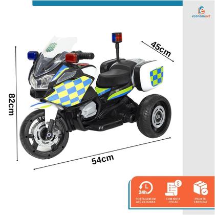 Imagem de Moto Elétrica Infantil Motorizado 3 Rodas Triciclo Motocicleta Moto Passeio Para Criança Policia Off Road 6v Bivolt Até 25 Kg Som E Luzes Acelarador