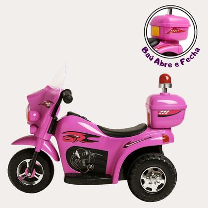 Imagem de Moto Elétrica Infantil Polícia com Baú 6v Som e Luz Giroflex