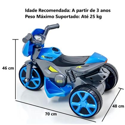 Imagem de Moto Elétrica Infantil Recarregável Acelera no Pedal Autonomia 1h Até 25kg Azul