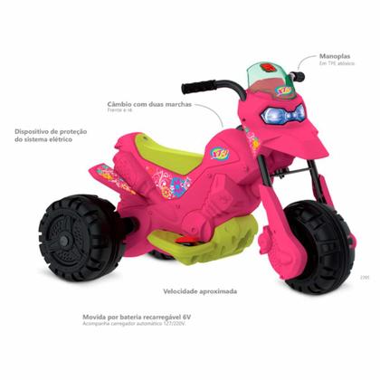 Imagem de Moto Elétrica Infantil - XT3 Pink - 6v - Rosa - Bandeirante