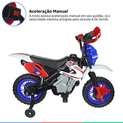 Imagem de Moto Elétrica Motinha Mini Moto Motocross Infantil Criança Menino Homeplay Realista 6v Apartir de 3 anos até 20 kg Azul