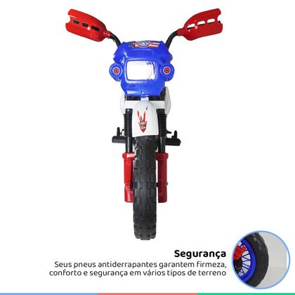 Imagem de Moto Elétrica Motinha Mini Moto Motocross Infantil Criança Menino Homeplay Realista 6v Apartir de 3 anos até 20 kg Azul