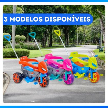 Imagem de Moto Infantil Andador Com Empurrador Haste Direcional 3 Rodas Com Pedal