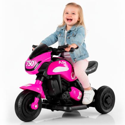 Imagem de Moto Motinho Elétrico Menino Triciclo Infantil Race Rosa 6v Com Sons E Luzes