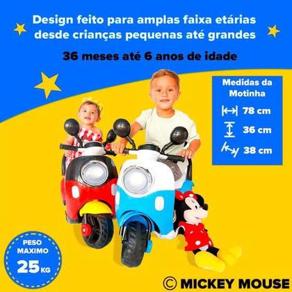 Imagem de Moto Motinho Triciclo Elétrico Infantil Mini Crianças Mickey Mouse Disney Desenho Rosa - Car Kids