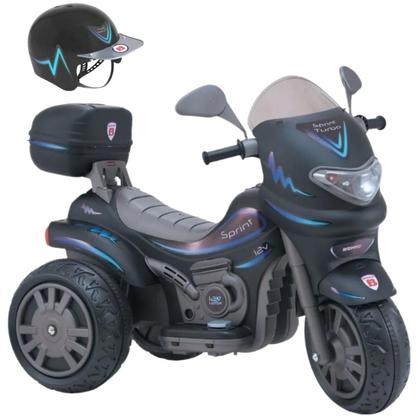 Imagem de Moto Motocicleta Elétrica Infantil Sprint Preto com Azul 12v