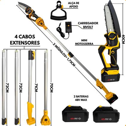 Imagem de Moto Serra A Bateria Mini Serra Elétrica 1200w 48v Com Cabo Extensor