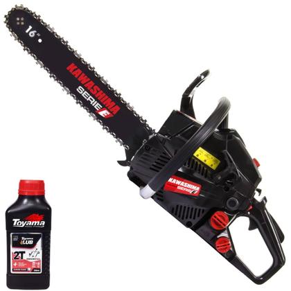 Imagem de Moto Serra À Gasolina Kawashima KCS-400E 37cc Alta Potência e Rotação Motosserra Com Carcaça de Alumínio, Sistema Antivibração e Sabre 16' + 1 ÓLEO TOYAMA FG50 2 TEMPOS