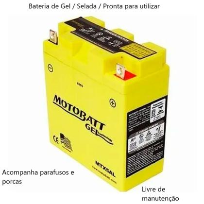 Imagem de Motobatt Mtx5al 5,5ah Gel Rd 350 Crypton 115 Xtz 125 Ybr